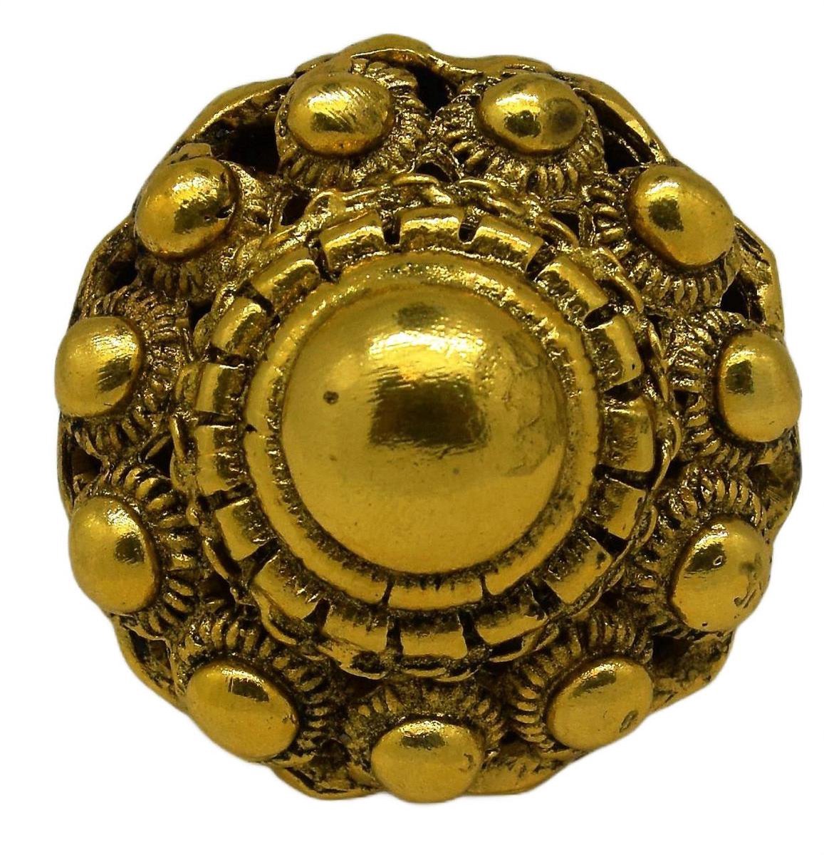 Zeeuws Meisje - Zeeuwse knop ring zeer groot 36 mm doorsnede , verguld, verstelbaar past altijd