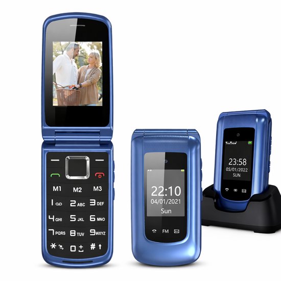 4G - Senioren Klaptelefoon - Met Simkaart Geleverd - Mobiele Telefoon - Grote Toetsen - Met Oplaadstation - Zwart met Zilver - Big button GSM