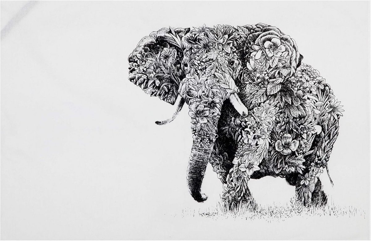 Keukendoek met Afrikaanse Olifant - 100% Katoen - 50 x 70 cm