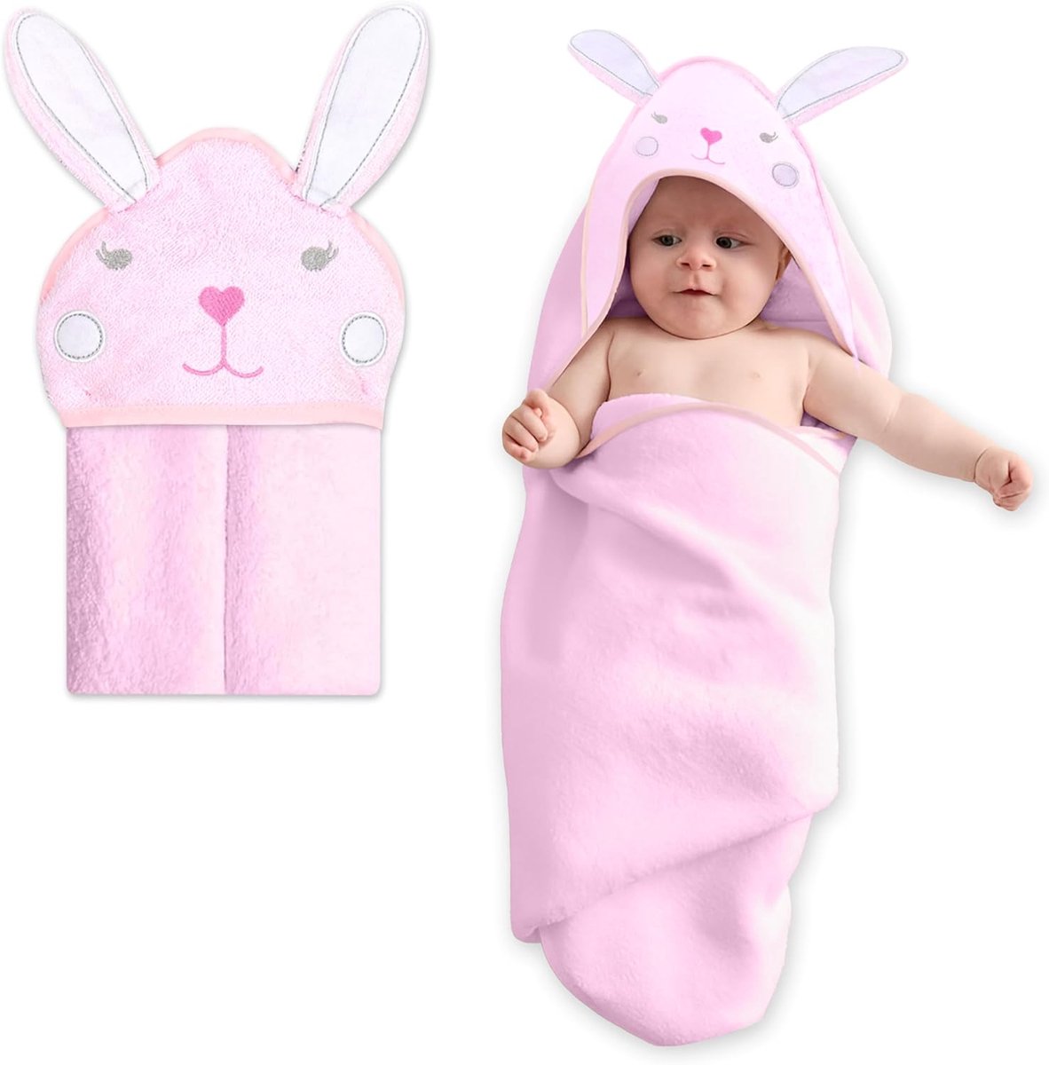 Ultrazachte capuchon babyhanddoek - 100% katoen, absorberende badhanddoek voor pasgeborenen en peuters