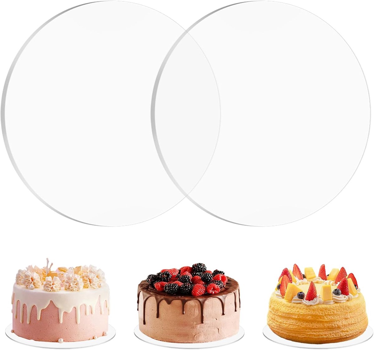 Cake Plate Set voor Botercrème Taarten, Acryl, Antikleef, 2 Stuks