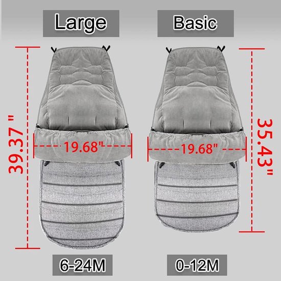 Waterdichte en winddichte voetenzak voor kinderwagens - Fleece gevoerd en universele fitting van Merkloos — afbeelding 5