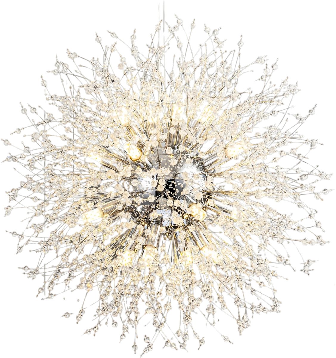 DIMICO - Plafondlamp kroonluchter - zilver - luxe hanglamp woonkamer - Kristallen lamp modern - Driekleurig LED - 220V - Decoratie