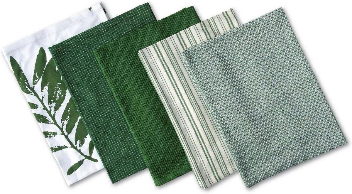 Keuken- en theedoeken set van 5 - groen