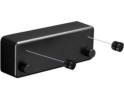 Uitschuifbare waslijn - Uittrekbare Wasdraad - 4.2m - met dubbele touwlijn - zwart - Staal,ABS, aluminium - muur hangen - Automatisch Straktrek Systeem - Draaggewicht 20 kg - Alternatief Wasrek of Droogrek