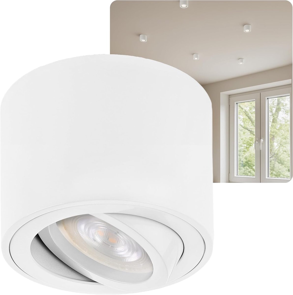 Draaibare Ronde Plafondlamp met 5W LED - Warm Wit en Aluminium Afwerking