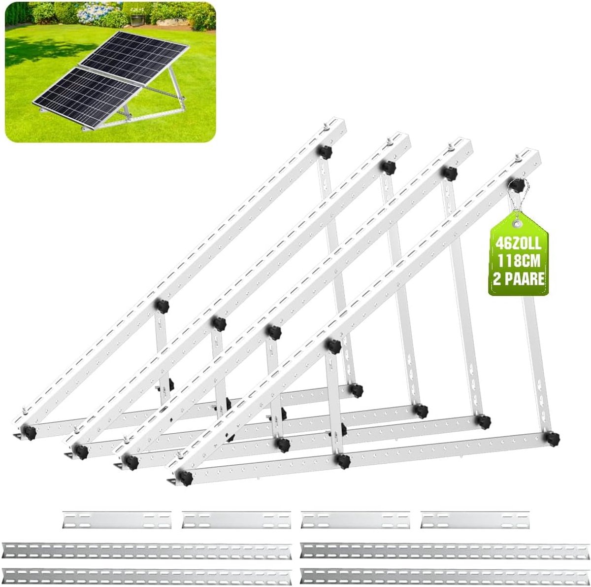 Verstelbare Zonnepaneelhouder voor Balkonkrachtcentrales 200W-500W - Perfect voor Dakhouders en Balkons
