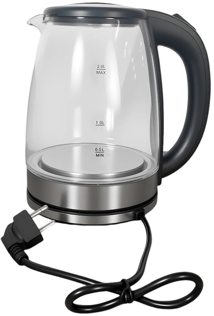 MIAAD Waterkoker - 2L Waterkoker - Blauwe LED Glazen Theeketel - Snelle Verwarming - Keuken Waterkoker - Automatische Uitschakeling Huishoudapparaat