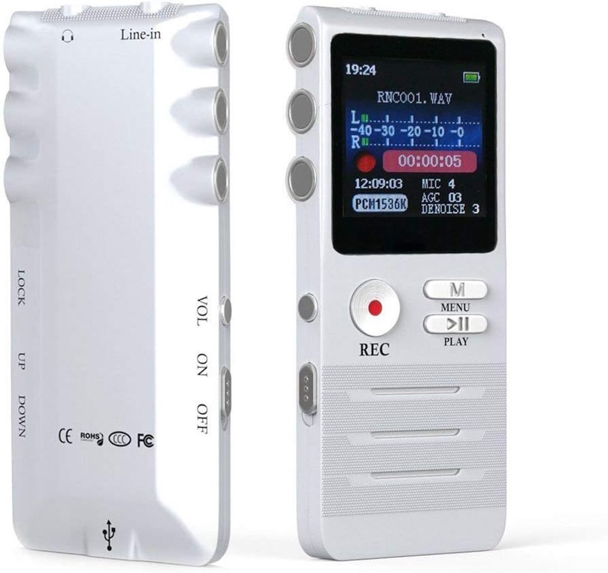 Draagbare Oplaadbare Digitale Audio Voice Recorder met 660 Uur Opname en Ingebouwde Luidspreker