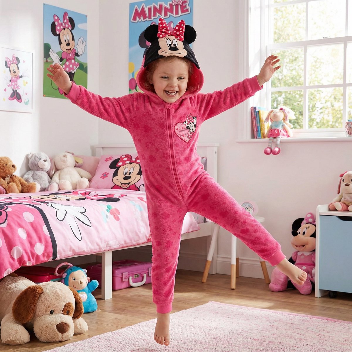 Minnie Mouse Onesie - Maat 98/104 - Polyester - Pyjama - Roze — afbeelding 2