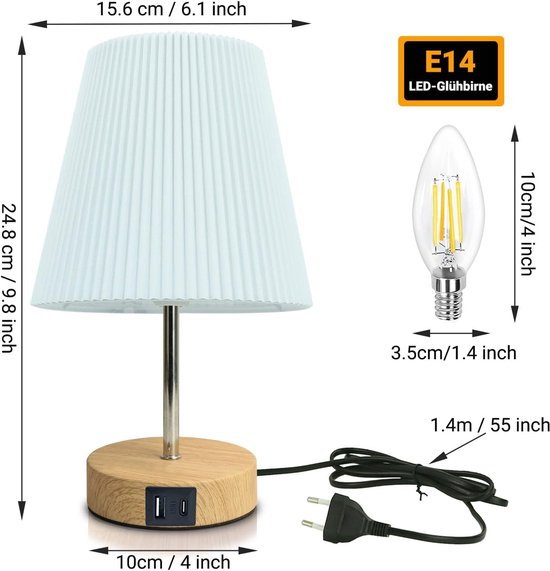 Nachtlampje Dimbaar Touch met 3 Helderheidsniveaus - Minimalistische Tafellamp voor Woonkamer en Lezen — afbeelding 4