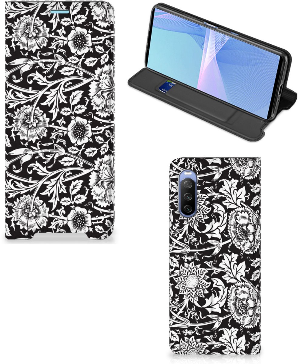 Sony Xperia 10 III Smart Cover Black Flowers