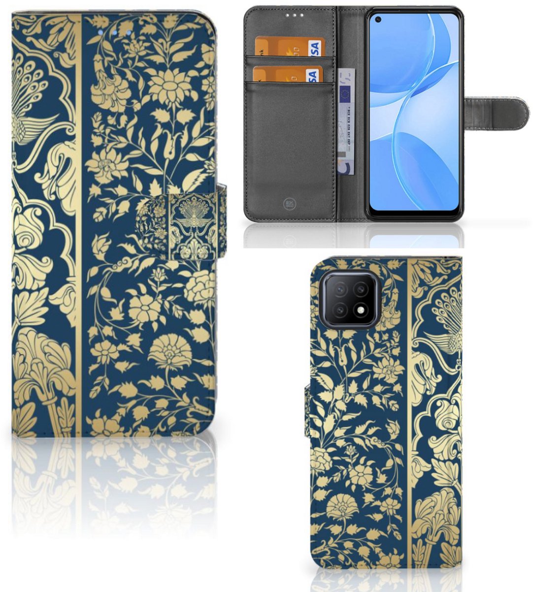 OPPO A73 5G Hoesje Beige Flowers
