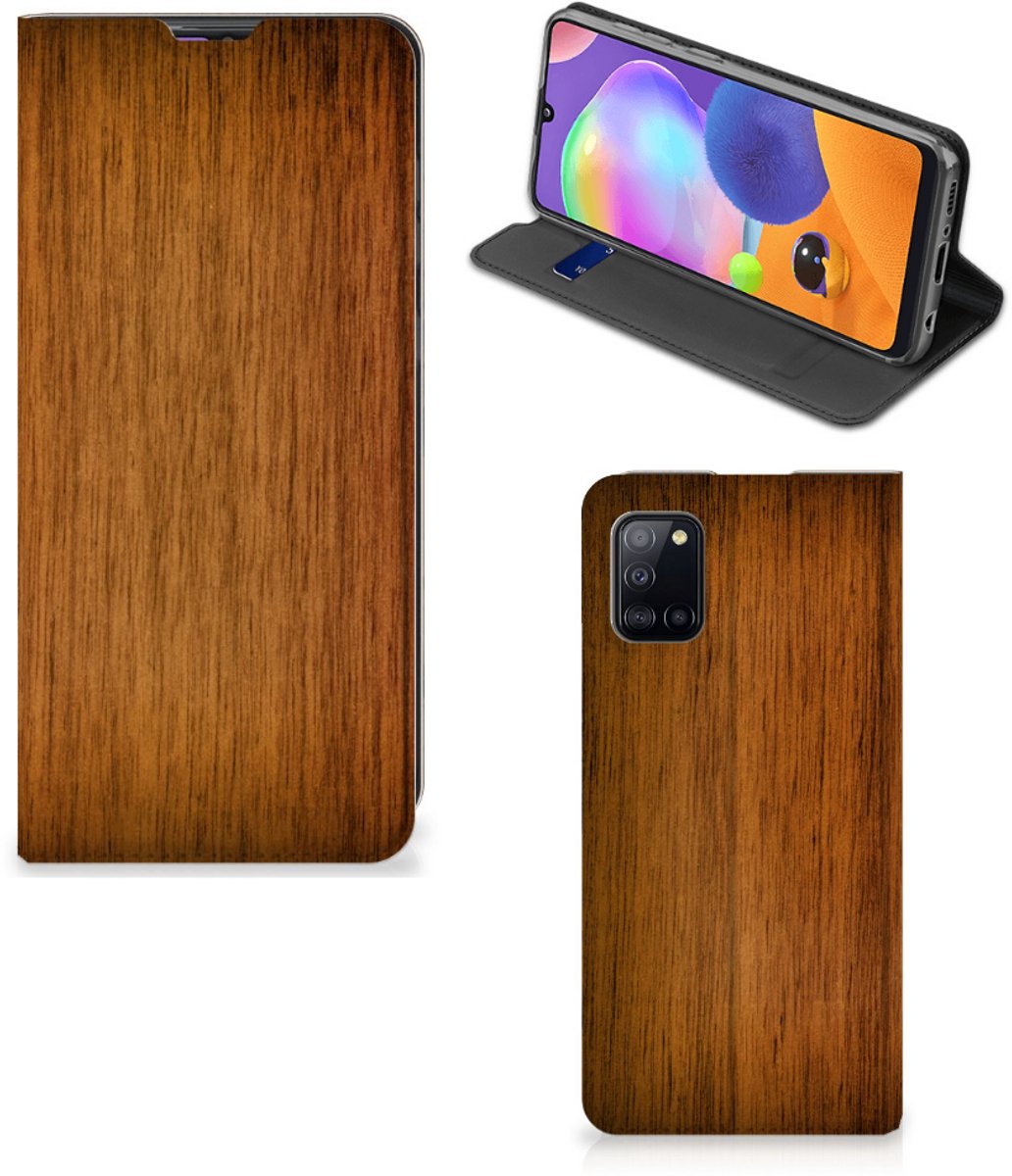 Samsung Galaxy A31 Book Wallet Case Donker Hout