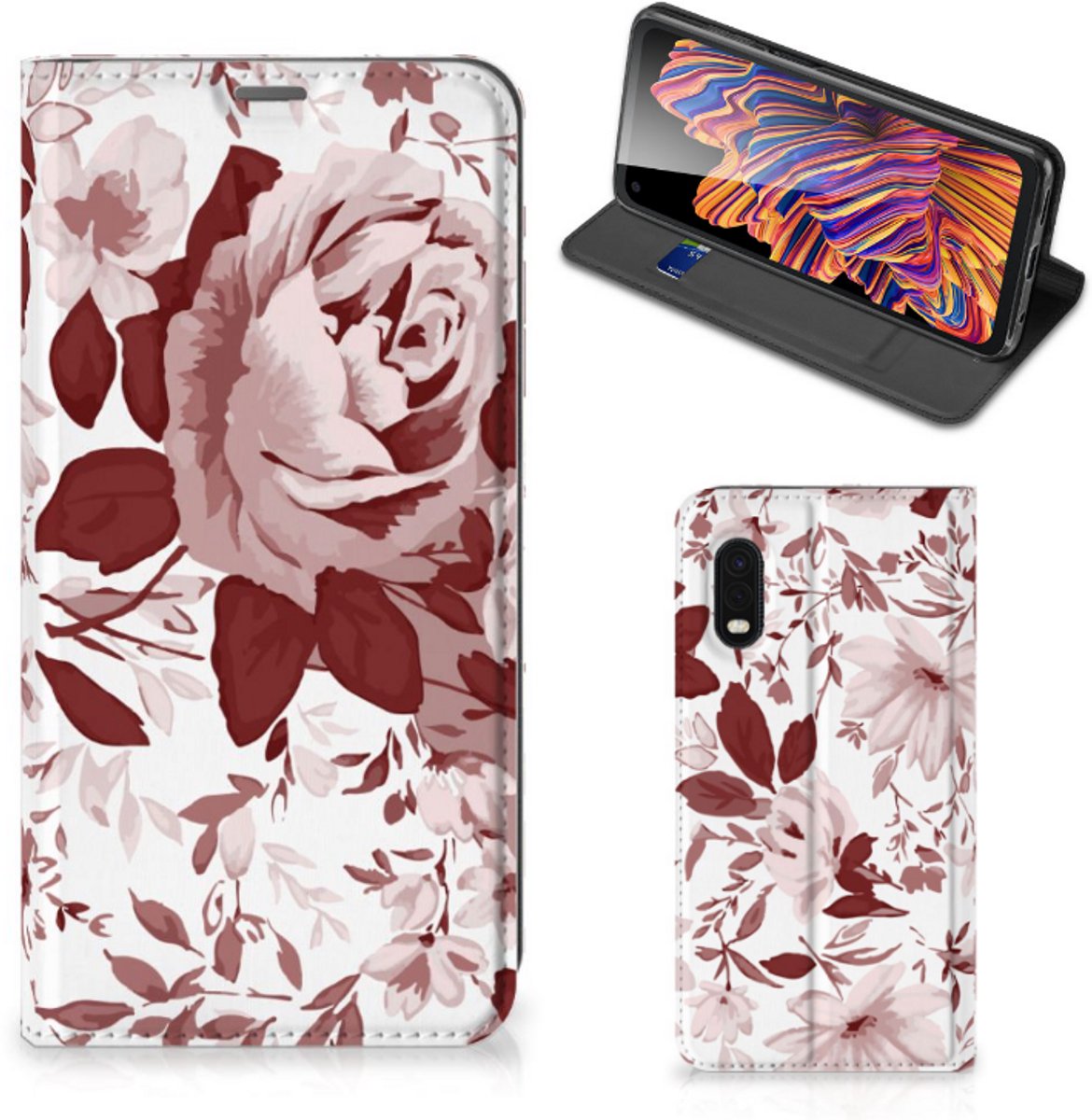 Bookcase Samsung Xcover Pro Watercolor Flowers