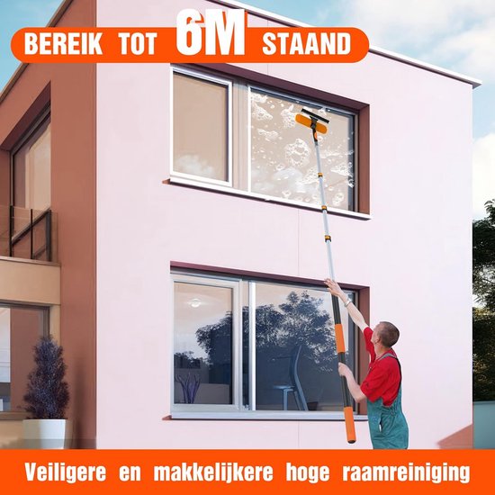 Ramenwasser Telescopisch - Telescopische Wasborstel - Professionele Raamreiniger - Schoonmaaktool van Merkloos	 — afbeelding 2