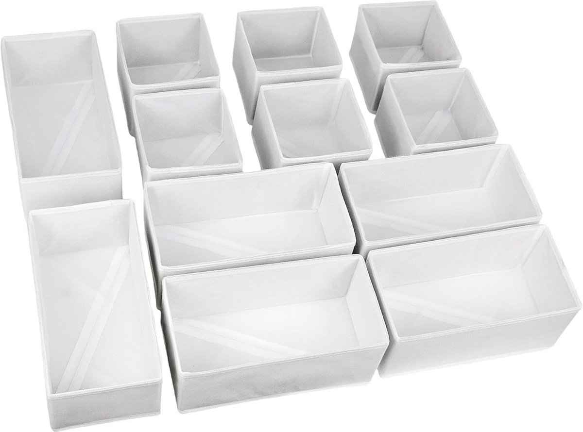 Set van 12 opvouwbare lade-organizers voor kleding, sokken en accessoires