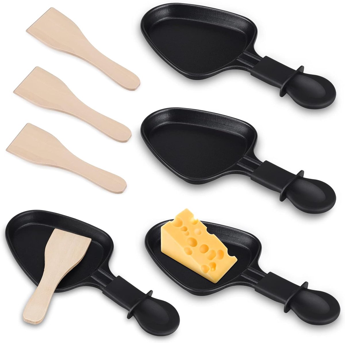 Mini Raclette Set met Antiaanbaklaag - 4-delige Pannenkoekenpan voor Kaas en Eieren