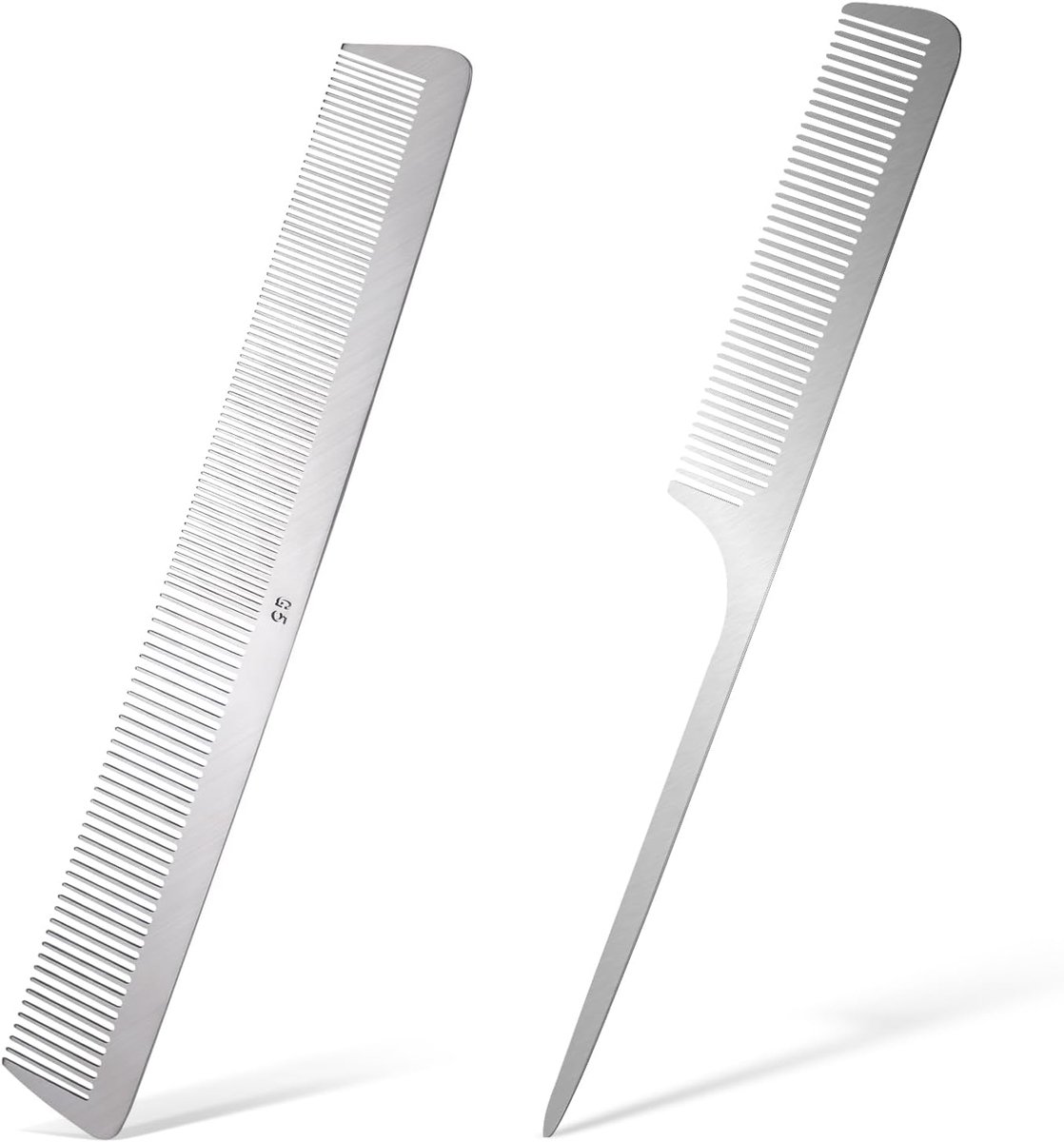 Rvs Haar Kammen Set - 2 Stuks Metalen Kam voor Haarstyling en Ontwarren
