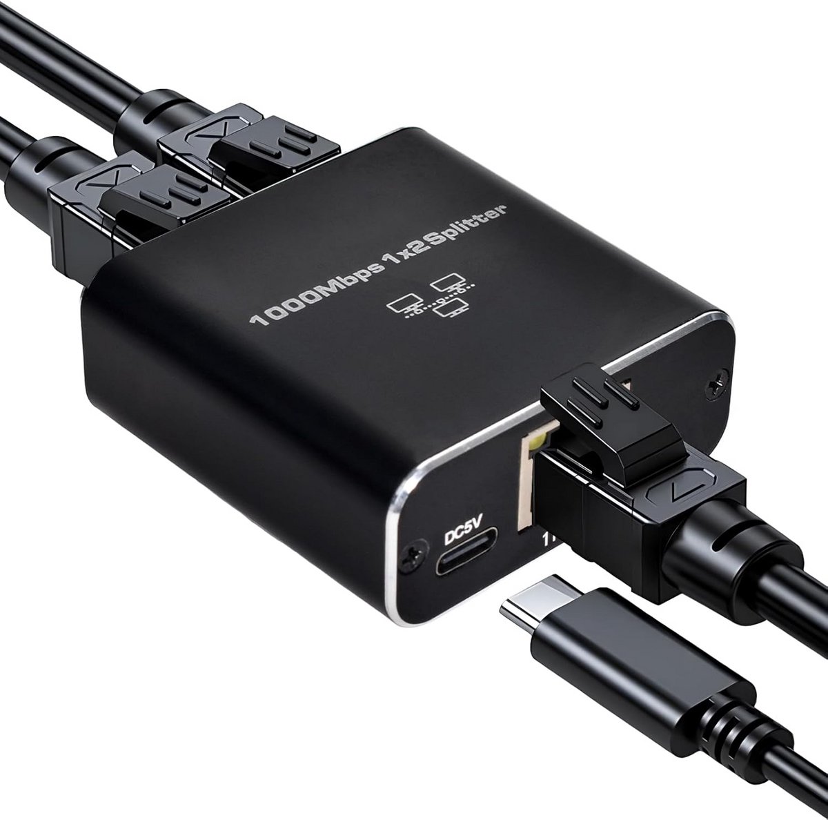 LAN Splitter 1 op 2, 1000 Mbps Ethernet Switch voor Computer en Router