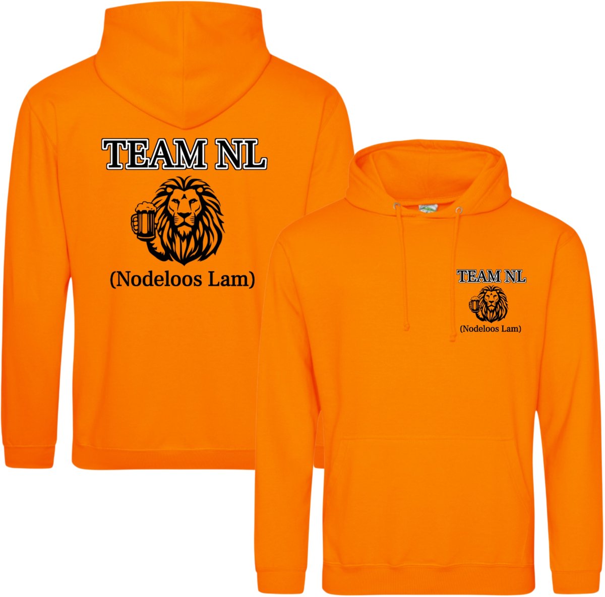 Oranje hoodie Team NL (Team Nodeloos Lam) - Maat S - koningsdag - festival - voetbal