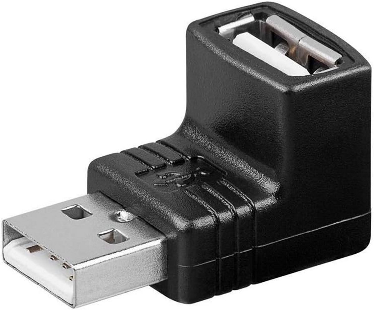 Hoekige USB-adapter voor A-M/A-F aansluiting - Zwart