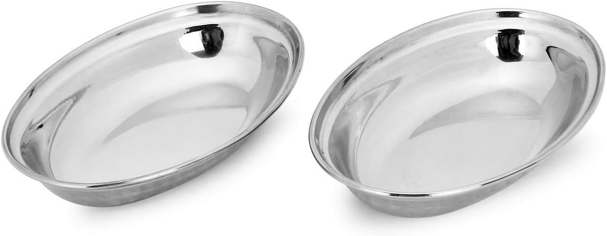 Ovale Hammered Stalen Serveerschaal - Set van 2