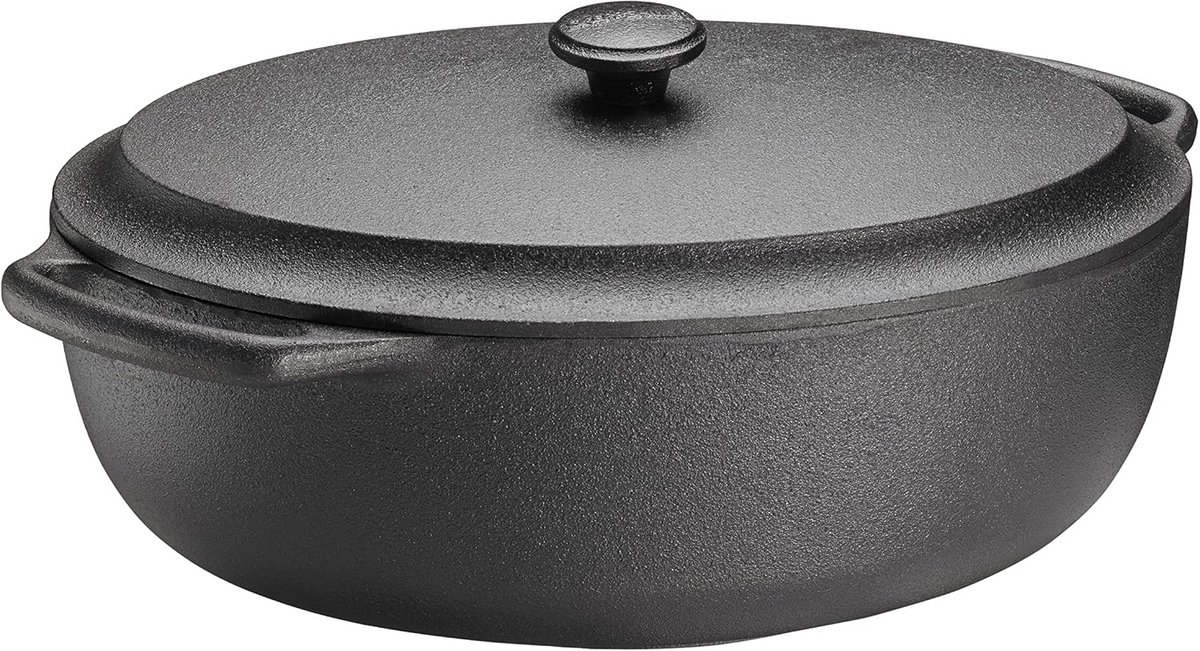 Gietijzeren deksel voor braadpan, zwart, 6 l