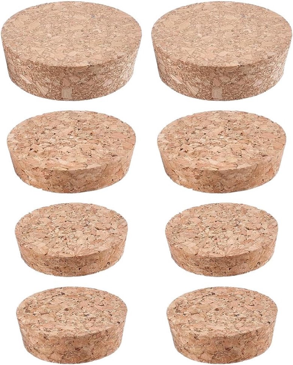 Taps toelopende kurkstoppers voor wijn en bier - Set van 8 stuks in 4 maten