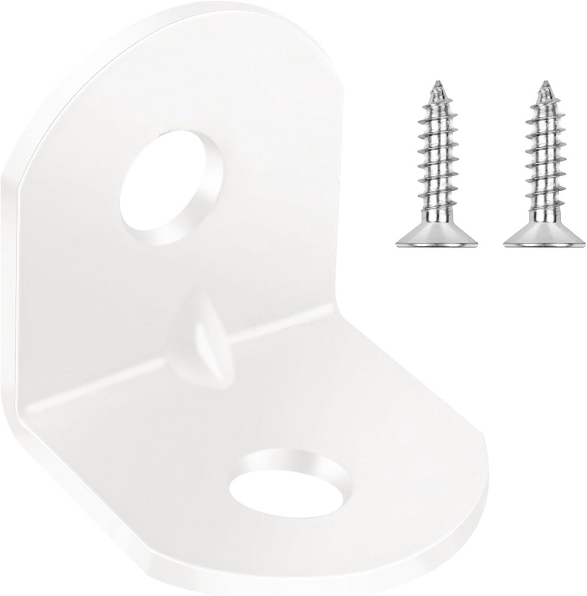Hoekverbinders 12 stuks, 20 x 20 x 16 mm, wit, koolstofstaal, 90 graden, meubelhoek, schroeven inbegrepen