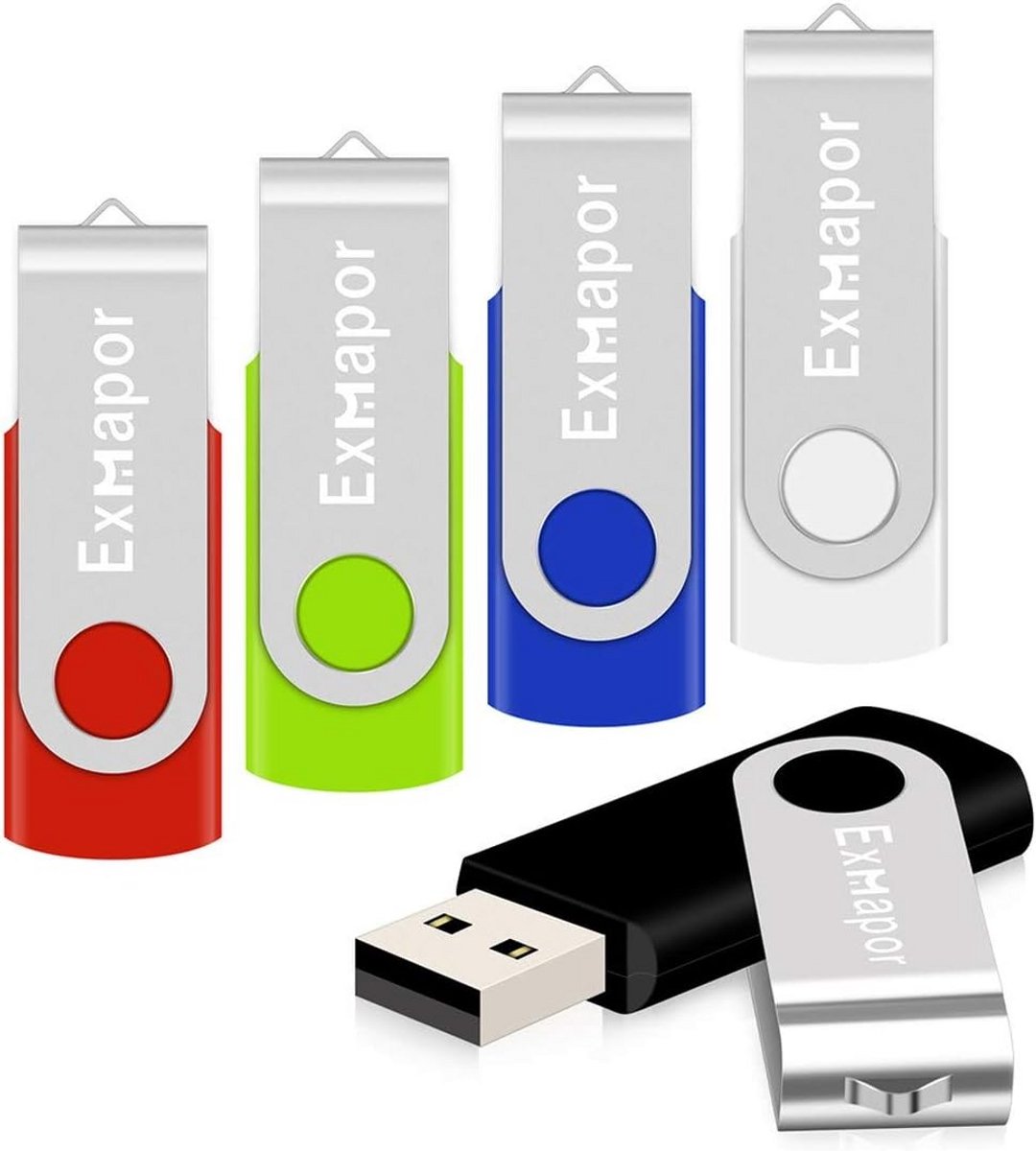 32GB USB Stick 5-Pack met Draai Design in Gemengde Kleuren