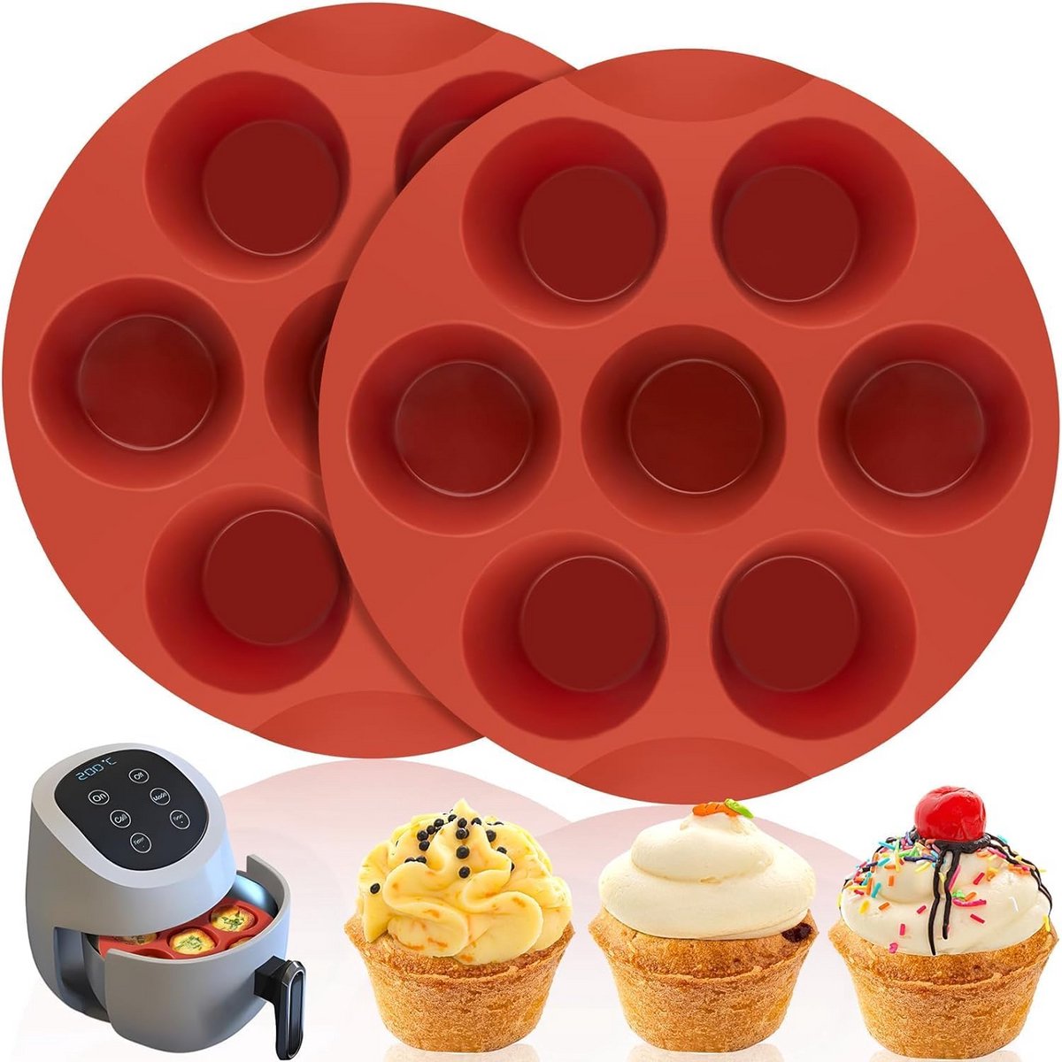 Muffin bakvorm voor airfryer - Silicone muffin- en cupcakevormpjes voor heteluchtfriteuse