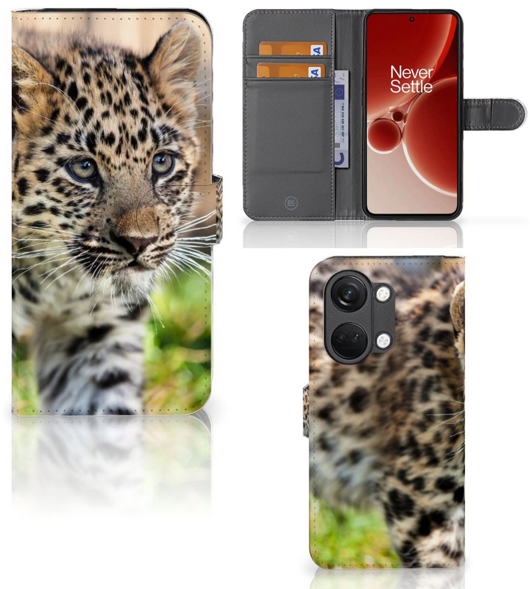 OnePlus Nord 3 Telefoonhoesje met Pasjes Baby Luipaard