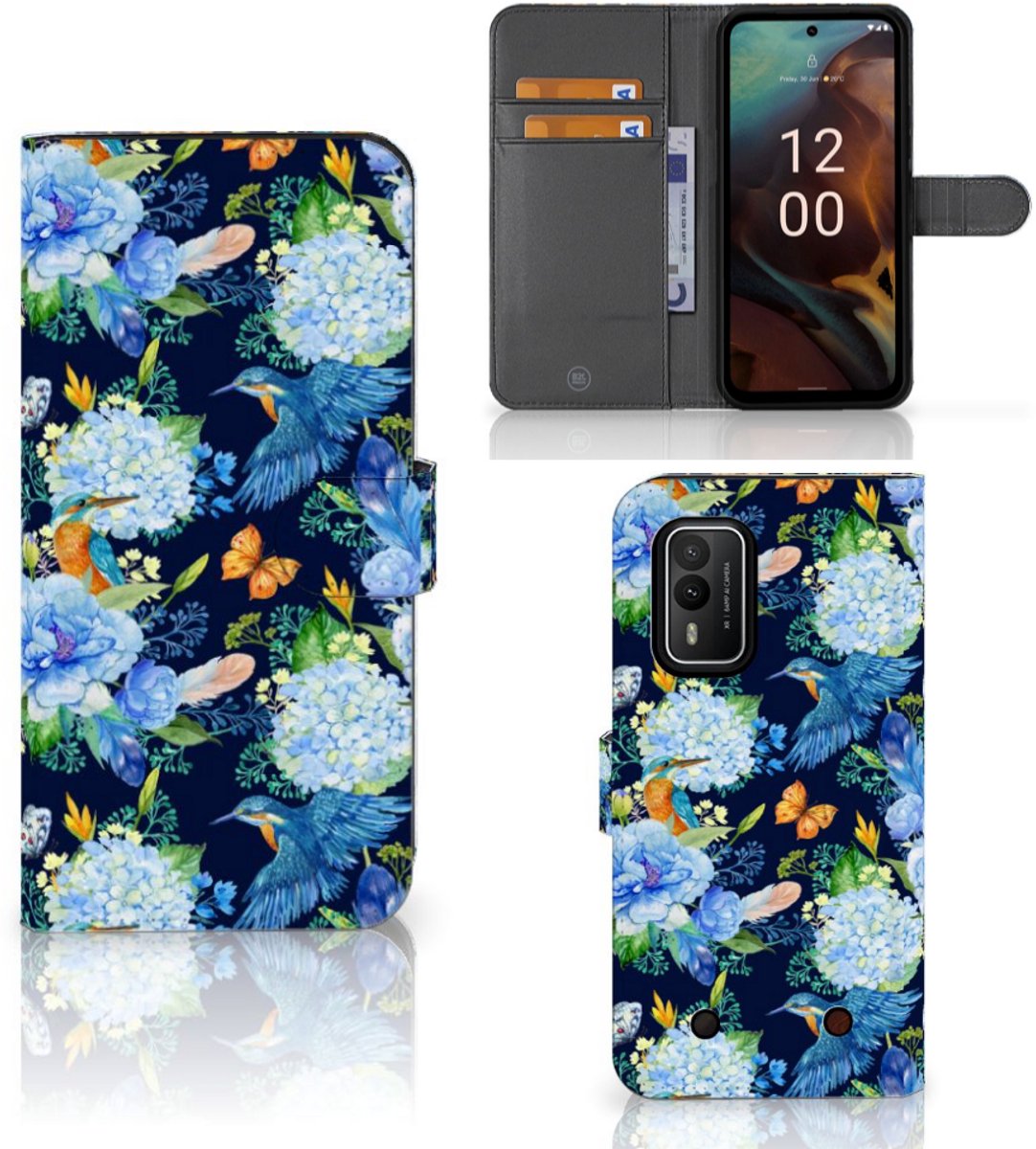 Telefoonhoesje met Pasjes voor Nokia XR21 IJsvogel