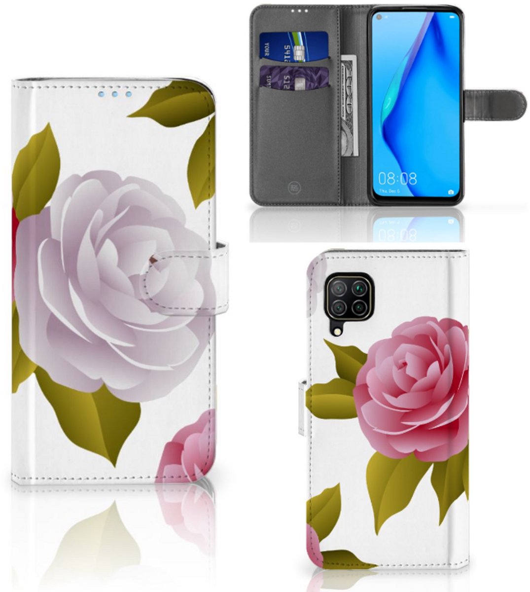 Boekhoesje voor Huawei P40 Lite Hoesje Roses