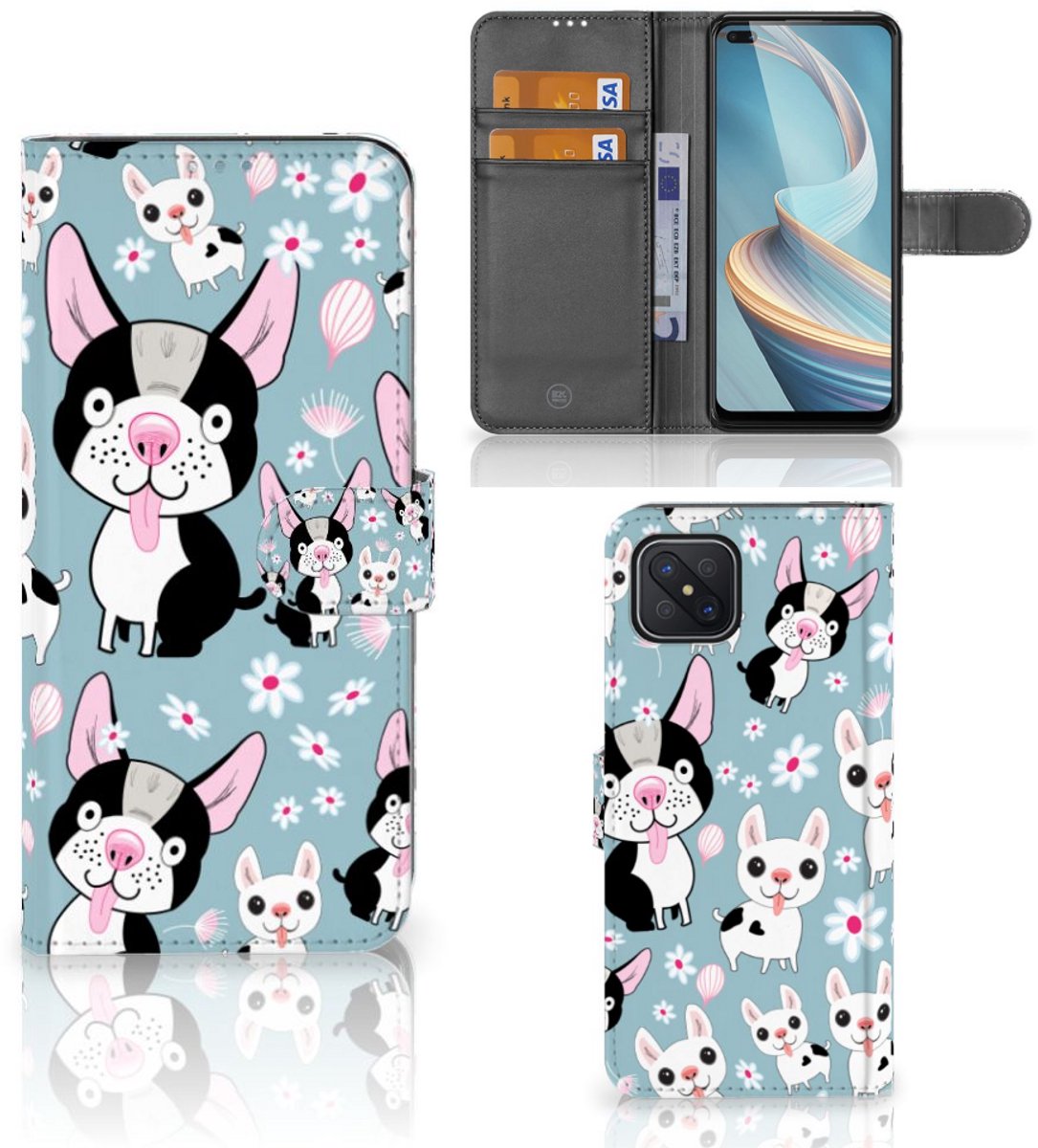 OPPO Reno4 Z Telefoonhoesje met Pasjes Hondjes