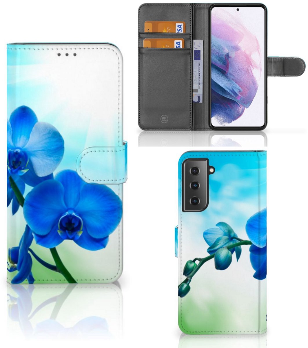 Samsung Galaxy S21 Plus Hoesje Orchidee Blauw - Cadeau voor je Moeder