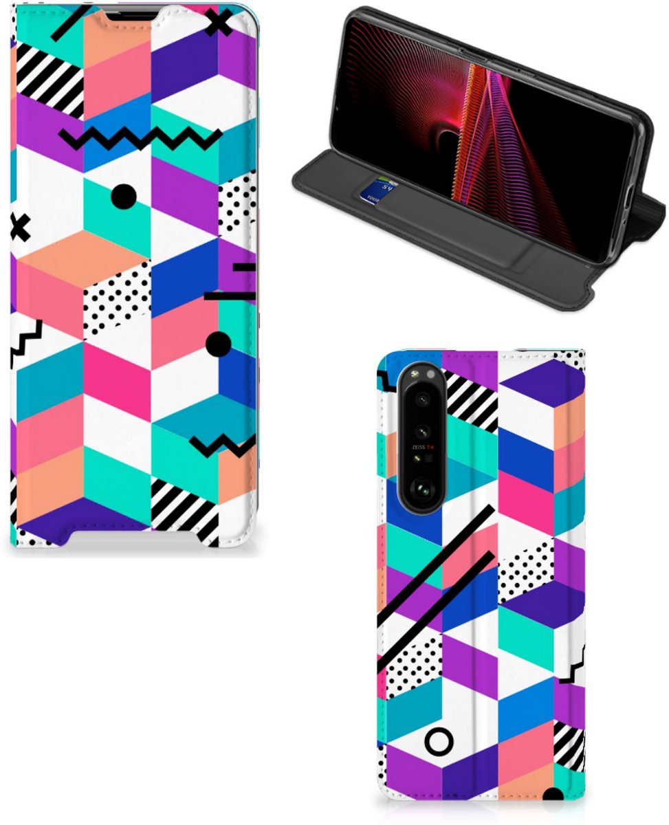 Sony Xperia 1 III Stand Case Blokken Kleurrijk