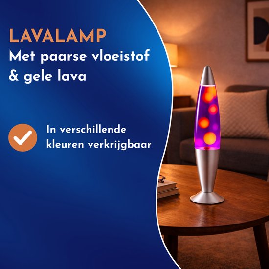 Lighto Lavalamp - Paarse Vloeistof met Gele Lava - voor Kinderen - Zilver van Lighto — afbeelding 3