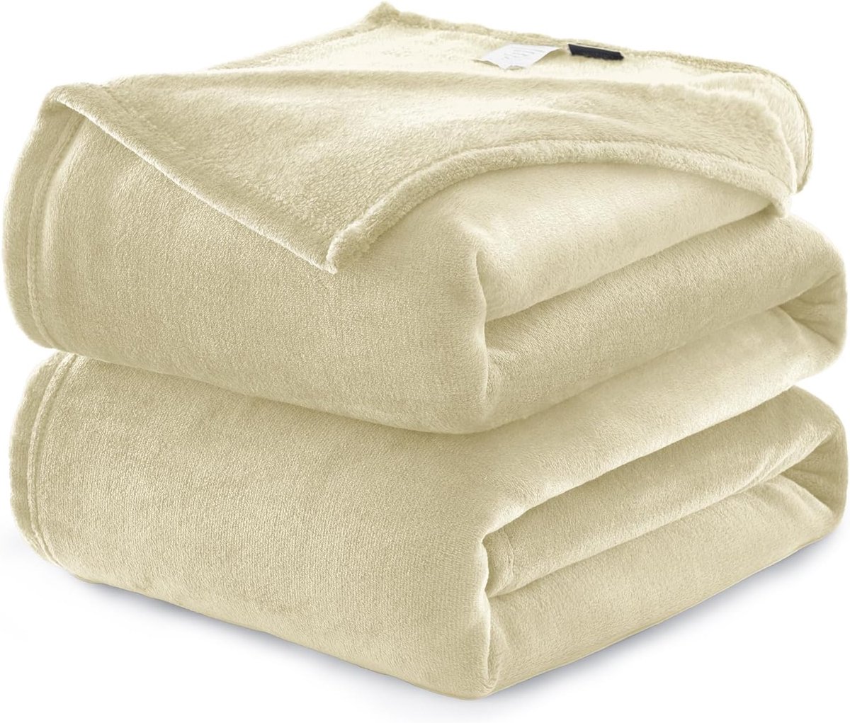 Zachte Fleece Deken 150x200 cm - Knusse Woondeken in Beige voor Bank