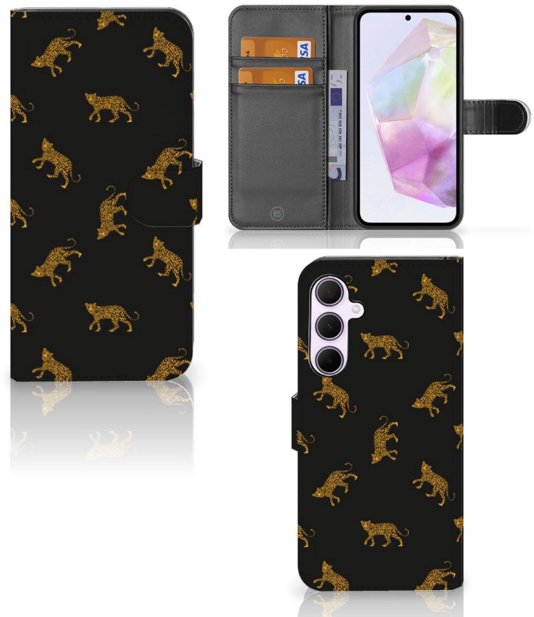 Telefoonhoesje met Pasjes voor Samsung Galaxy A35 Leopards