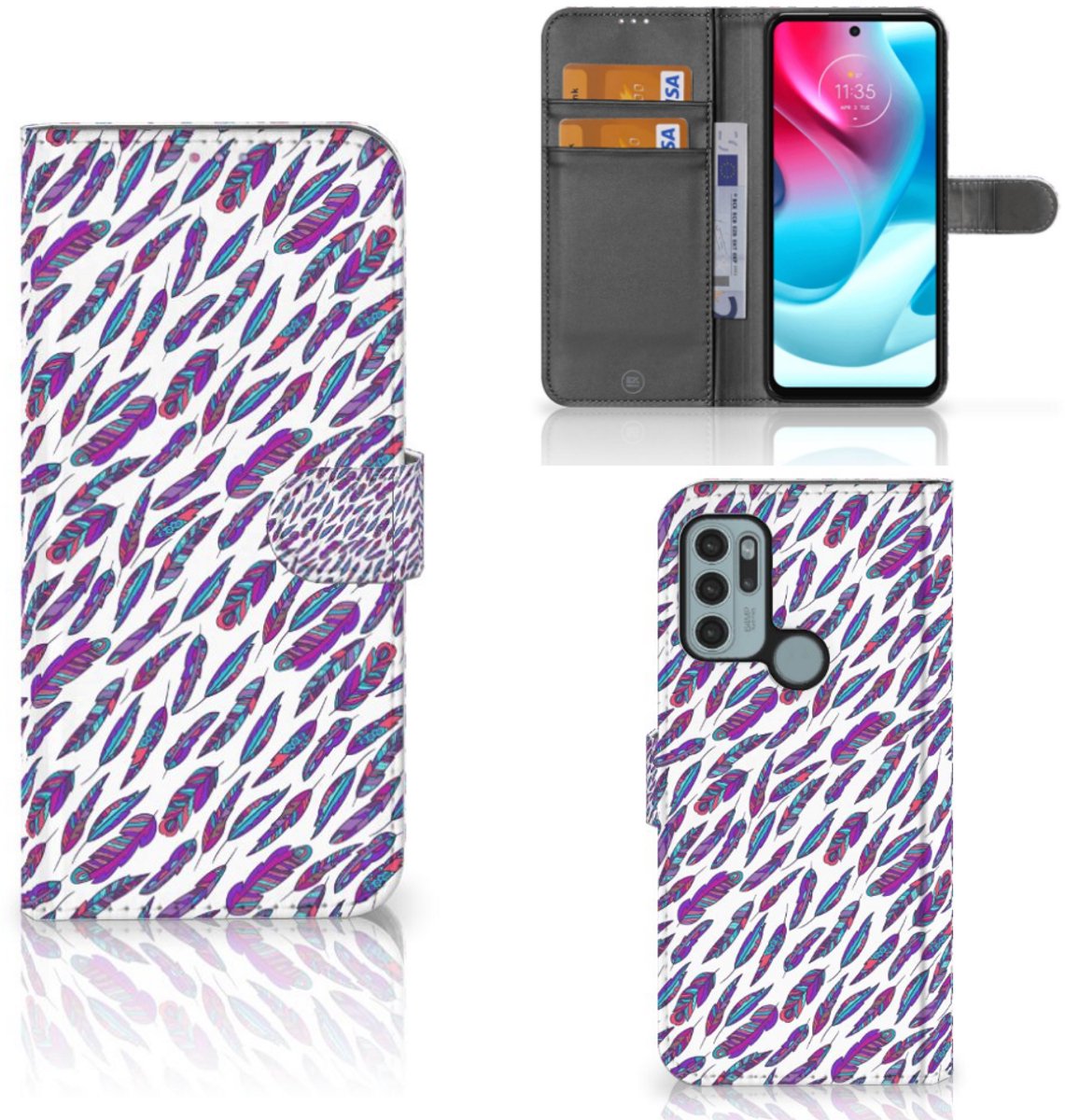 Motorola Moto G60s Telefoon Hoesje Feathers Color