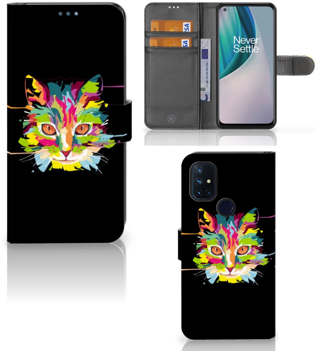 OnePlus Nord N10 Leuk Hoesje Cat Color