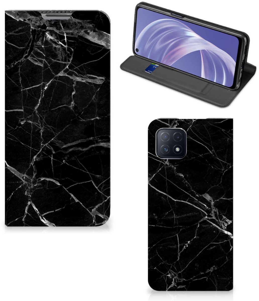 OPPO A73 5G Standcase Marmer Zwart - Origineel Cadeau Vader