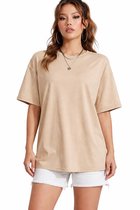 Fashion -shirt oversize femme beige - Wit - Mode - T-shirt - Taille L