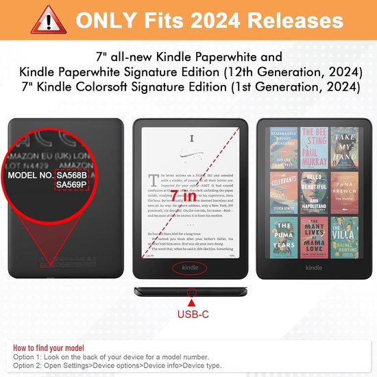 Hoes voor Kindle Paperwhite 7 inch - 2024 en Kindle Colorsoft Signature Edition - Lichtgewicht Beschermhoes met Auto Sleep/Wake — afbeelding 3