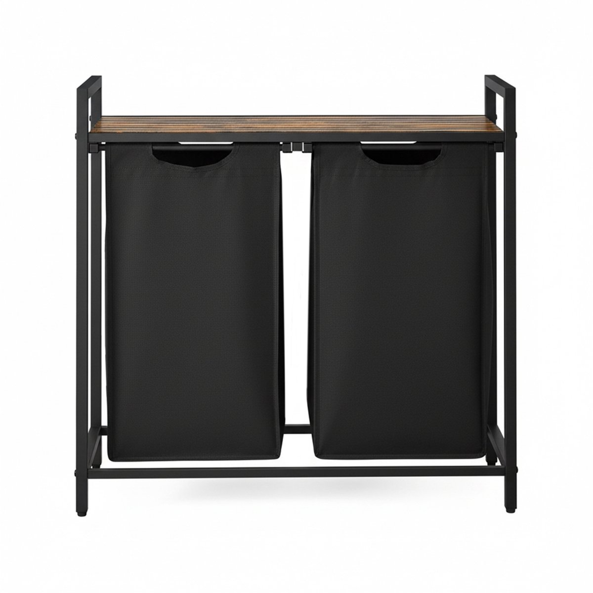 VASAGLE - Wasmand - Wassorteerder - 2 Compartimenten - 2 Uitneembare Tassen - Metalen - Plank - 92L