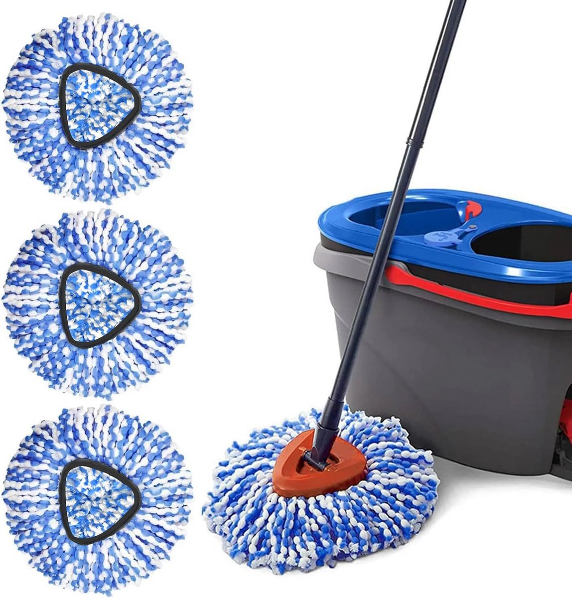 Microfiber Vervangkoppen voor Spin Mop - Geschikt voor 2-Tank Systeem