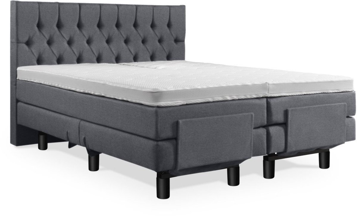 Elektrische Boxspring - Incl. Gecapitonneerd Hoofdbord - 2-Persoons - 140x220 cm - Antraci