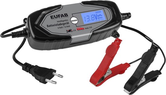 Acculader 6V/12V 4A voor AGM, gel, natte en lithium batterijen met LCD-display en beveiliging